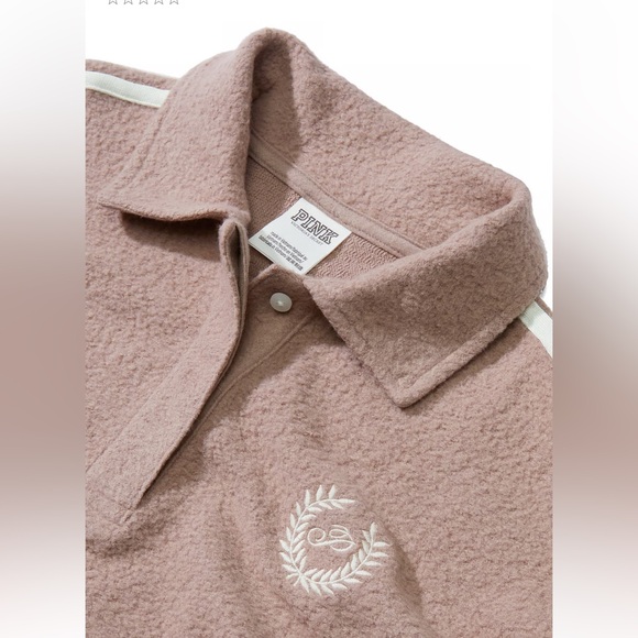 NWT | VS PINK | Reverse Fleece Cropped Polo Sweatshirt & Jogger Set - Picture 9 of 15